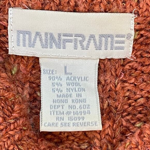 Vintage Mainframe Wool Blend Rust Cable Knit Cropped Sweater Women’s Large - Picture 3 of 6